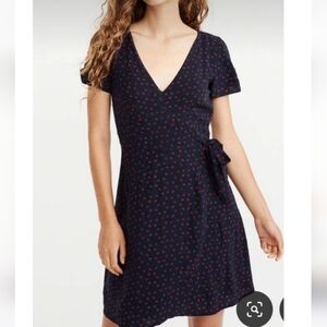 Abercrombie & Fitch Wrap Front Floral Mini Dress Navy Red Sz XL